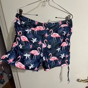 🤍 XXL Navy Flamingo Print Swim Shorts bathing suit bottoms